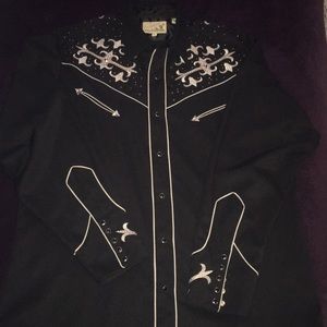 MENS EMBROIDERED LONG SLEEVE WESTERN SNAP SHIRT